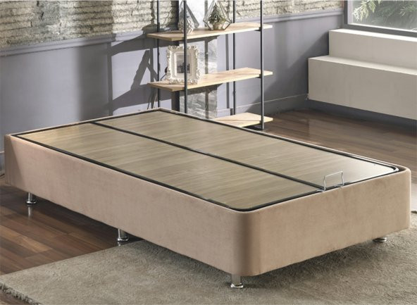 Niron Ela Baza -120x200 cm Tek Kişilik Sandıklı Sütlü Kahve Kumaş Baza Silinebilir Soho Kumaş - 2