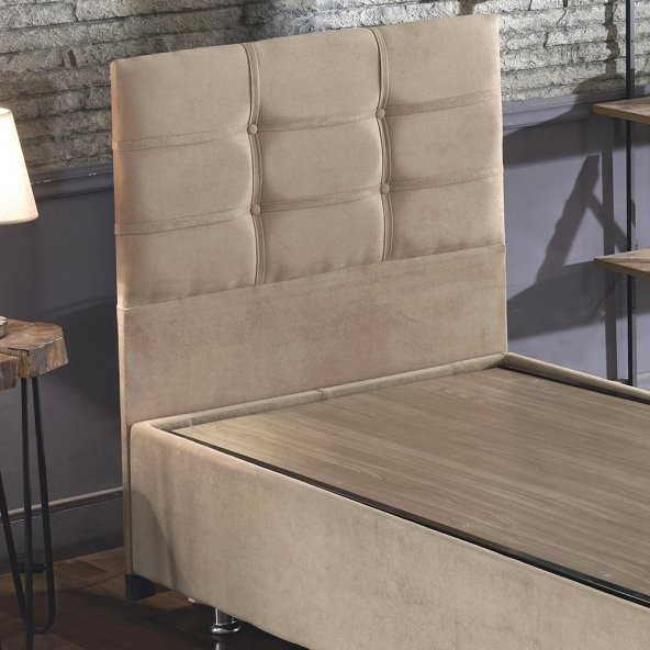 Niron Polo Baza ve Başlık Seti -120x200 cm Tek Kişilik Sütlü Kahve Kumaş Baza ve Başlığı Soho Kumaş - 8