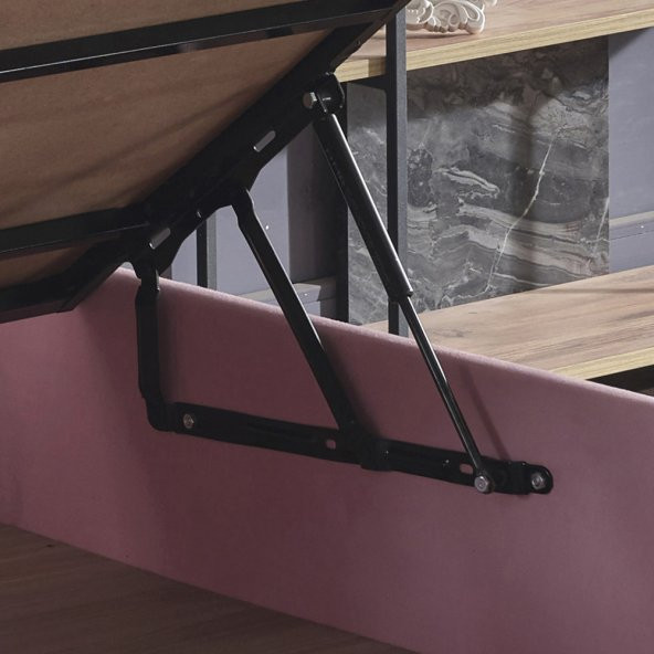 Niron Pinky Baza - 90x190 cm Tek Kişilik Sandıklı Pembe Kumaş Özel Baza Silinebilir Soho Kumaş Niron - 4