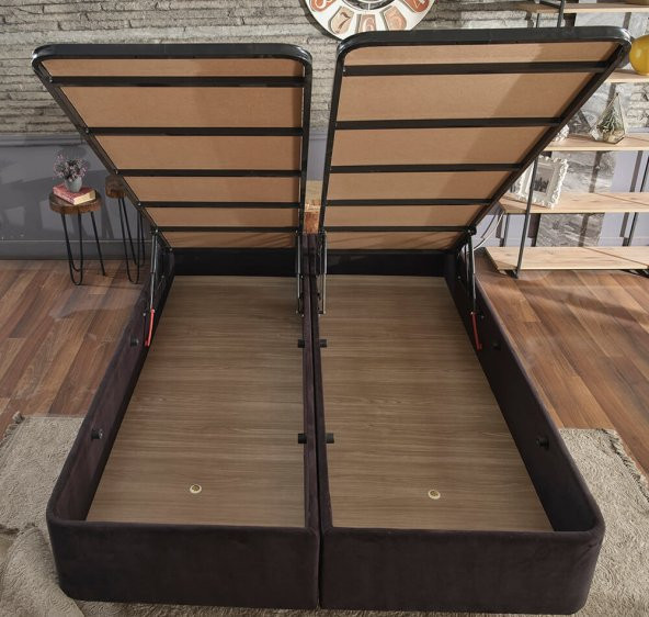 Niron Ela Baza ve Başlık Seti 140x190 cm Çift Kişilik Siyah Kumaş Baza ve Başlığı Silinebilir Soho Kumaş - 6