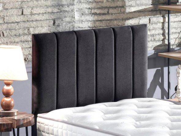 Niron  Piano Lite Tek Kişilik Yatak Başlığı - 100 cm Siyah Kumaş Başlık - 2