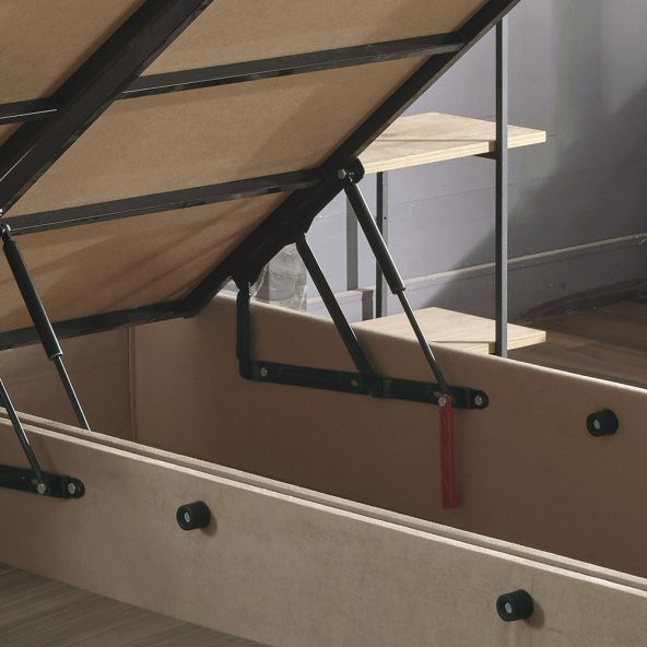 Niron Polo Baza ve Başlık Seti 160x200 cm Çift Kişilik Sütlü Kahve Kumaş Baza ve Başlığı Soho Kumaş - 3