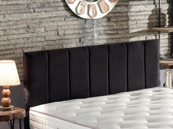 Niron  Piano Lite Çift Kişilik Yatak Başlığı - 160 cm Siyah Kumaş Başlık - 2