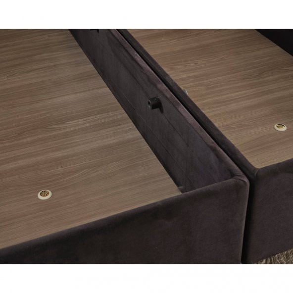 Niron Ela Baza -180X200 Cm Çift Kişilik Sandıklı Siyah Kumaş Baza Silinebilir Soho Kumaş - 3
