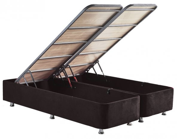 Niron Ela Baza -160x200 cm Çift Kişilik Sandıklı Siyah Kumaş Baza Silinebilir Soho Kumaş