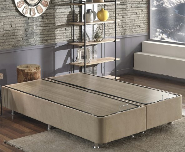 Niron Ela Baza -150x200 cm Çift Kişilik Sandıklı Sütlü Kahve Kumaş Baza Silinebilir Soho Kumaş - 2