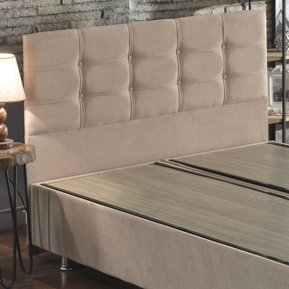 Niron Polo Baza ve Başlık Seti 140x190 cm Çift Kişilik Sütlü Kahve Kumaş Baza ve Başlığı Soho Kumaş - 8
