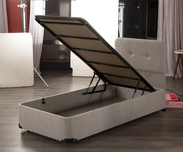 Niron Baza -  100x200 cm Tek Kişilik Sandıklı Klasik Kumaş Baza - 3