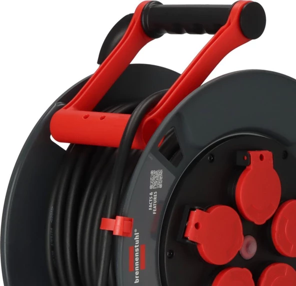 Brennenstuhl Profesyone Serisi 5 Soketli Sigorta Şalterli IP44 Lisanslı 25 Metre Makaralı Kablo (H07RN-F 3G1.5) - Resim 4