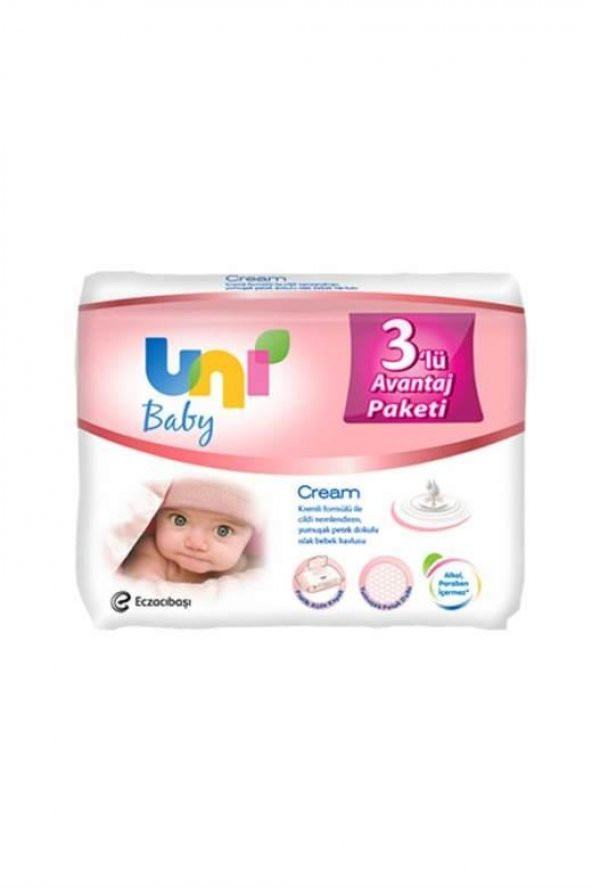 Uni Baby Cream 3lü Paket Islak Havlu