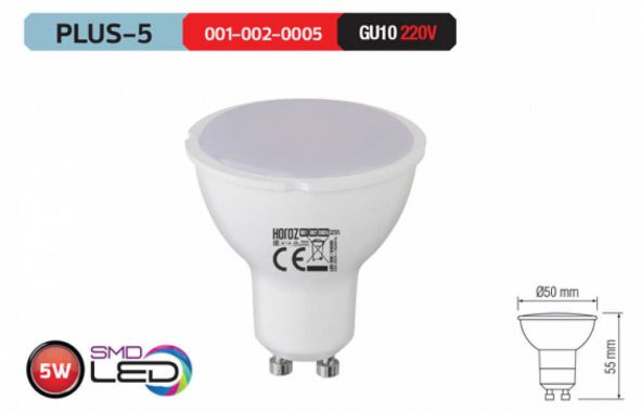 HOROZ 5 WATT LED SPOT AMPUL GU10 DUY BEYAZ RENK ÇEŞİDİ (1 YIL GARANTİ) (10 ADET KARGO BEDAVA)