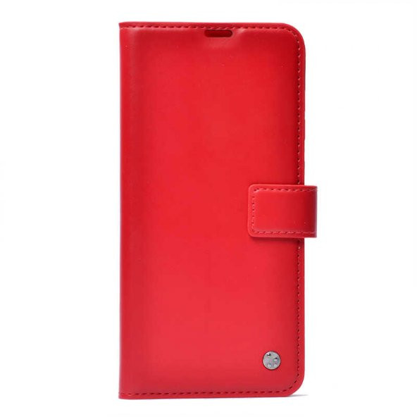 KNY Apple İphone 12 Mini Kılıf Cüzdanlı Kapaklı Standlı Suni Deri Delux Kılıf Kırmızı
