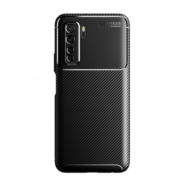 KNY Huawei P40 Lite 5G Kılıf Karbon Desenli Lux Negro Silikon Siyah
