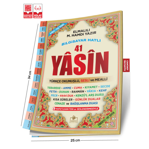 Merve Yayınları - Sesli Yasini Şerif Türkçe Fihristli Cami Boy