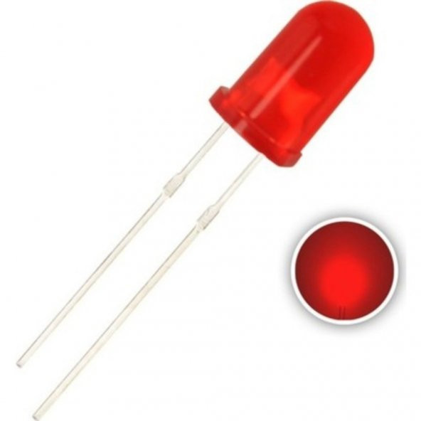 10 Adet - 5mm Diffused Led - Kırmızı (Red) - Arduino, Deney