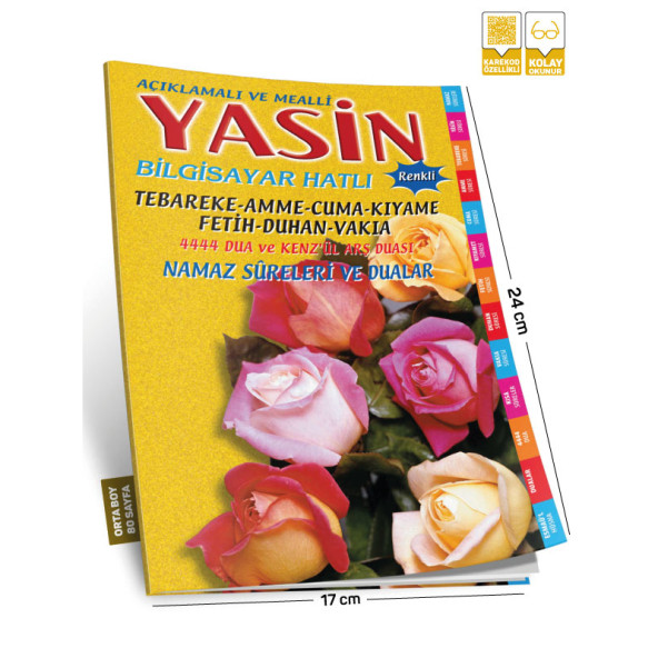 Merve Yayınları - Yasini Şerif Açıklamali ve Mealli Orta Boy Sarı