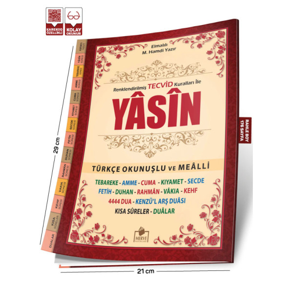 Merve Yayınları - Tecvidli Yasini Şerif Türkçe Fihristli Rahle Boy