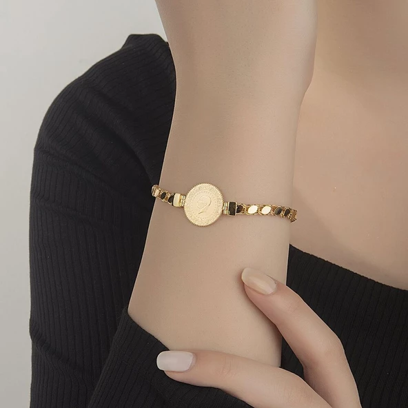 Çeyrek Altın Bileklik Pullu Zincirli ürün görseli 1