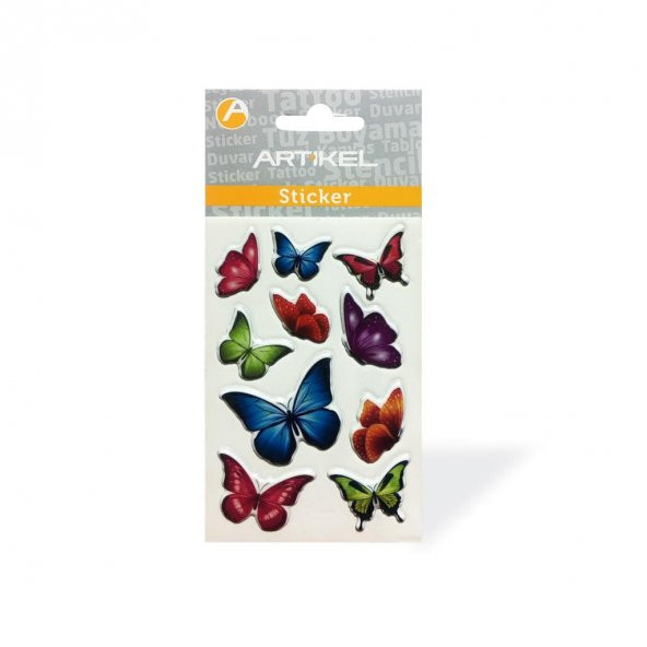 PM-957 Kelebekler Puffy Sticker, Puffy Çıkartma 7,5X11,5 cm