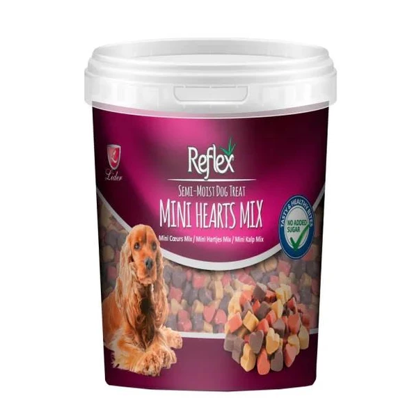 Reflex Semi-Moist Karışık Renkli Mini Kalpli Yumuşak Köpek Ödül Maması 500 gr ürün görseli 1