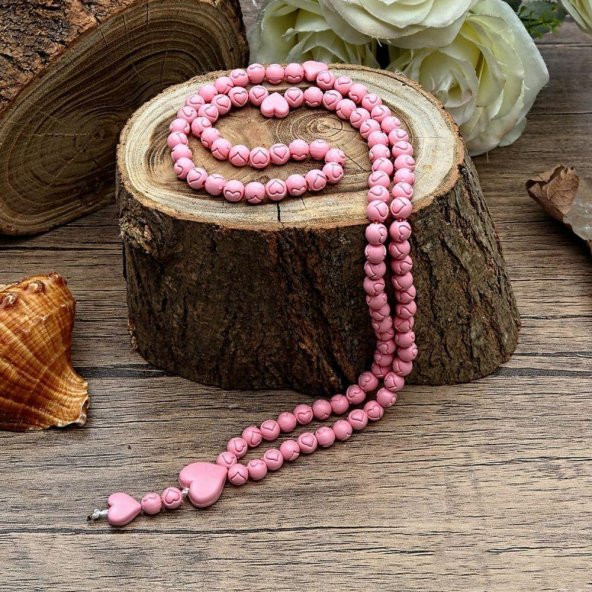 Hediyelik Şal, Kokulu Tesbih, Kişiye Özel İsim Pleksi, Kurdela İle Süslenmiş - Pembe - 5