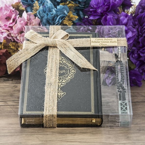 Babalar Günü Hediyesi, Kuran-ı Kerim, Esans, 33lü Tesbihli Set - Siyah - 1