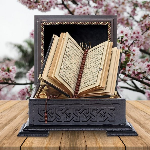 Hediyelik Kuran-ı Kerim, Kuka Tesbih, Ahşap Kutulu Set - 5