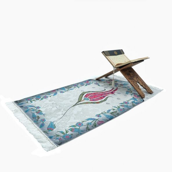 Hediyelik İnce Pamuk Seccade, İnci Tesbih, Asetat Kutulu (26×23) Set Pembe - 2