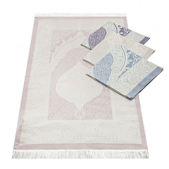 Hediyelik Kadife Kaplı Yasin Kitabı, Seccade, Şal, İnci Tesbih, Asetat Kutulu (26×23) Set-Pembe - 2