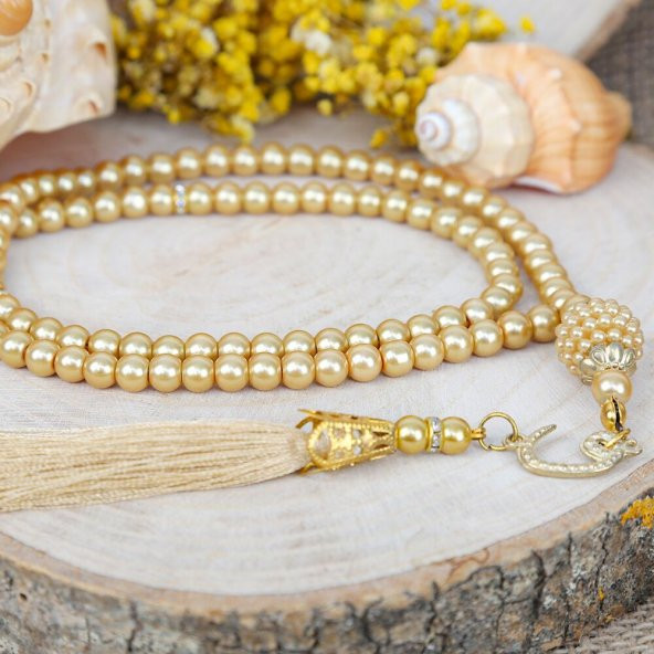 İnci Tesbih Gold 10 Adet - 2