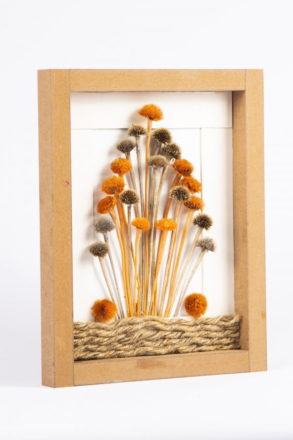 Kuru Çiçek Papatya 3D Tekli El Yapımı Çerçeve Tablo 26x20x2,5 - 2