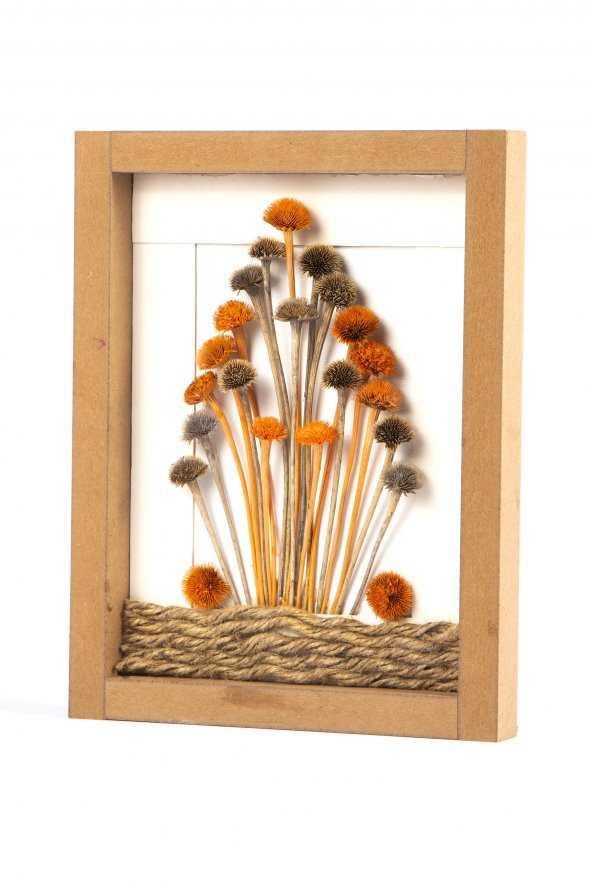 Kuru Çiçek Papatya 3D Tekli El Yapımı Çerçeve Tablo 26x20x2,5 - 3