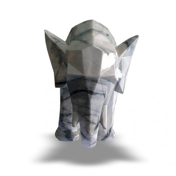 Fil Figürlü Mermer Büst 14x37x15,5 cm - 2