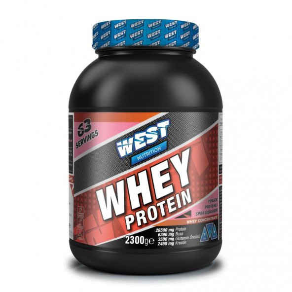West Whey Protein Tozu 2300 gr 63 Servis Çilek + SHAKER