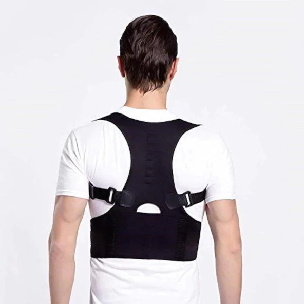 Unisex Siyah Manyetik Dik Durmak Için Ortopedik Kamburluk Önleyici Dik Duruş Bel Sırt Korsesi - Resim 2