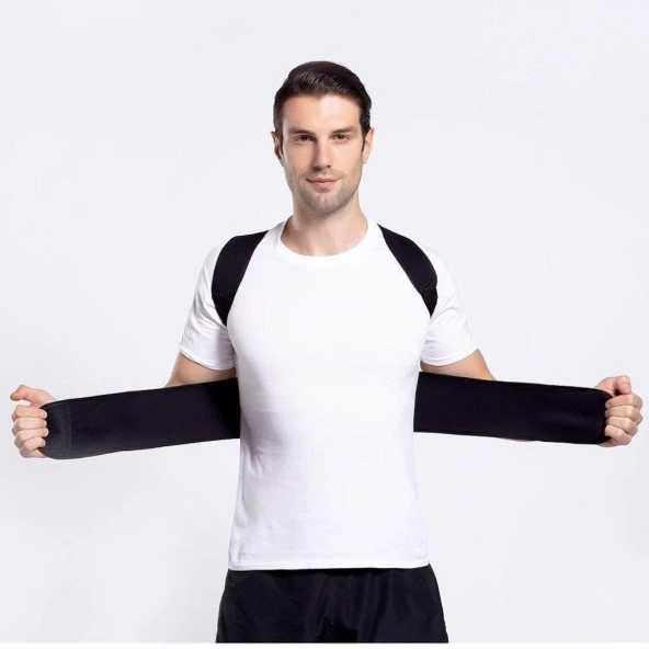 Unisex Siyah Manyetik Dik Durmak Için Ortopedik Kamburluk Önleyici Dik Duruş Bel Sırt Korsesi - Resim 3