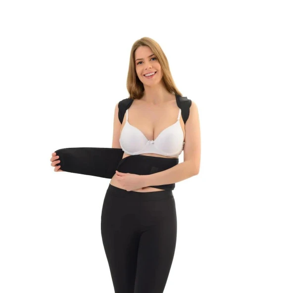 Unisex Siyah Manyetik Dik Durmak Için Ortopedik Kamburluk Önleyici Dik Duruş Bel Sırt Korsesi - Resim 4