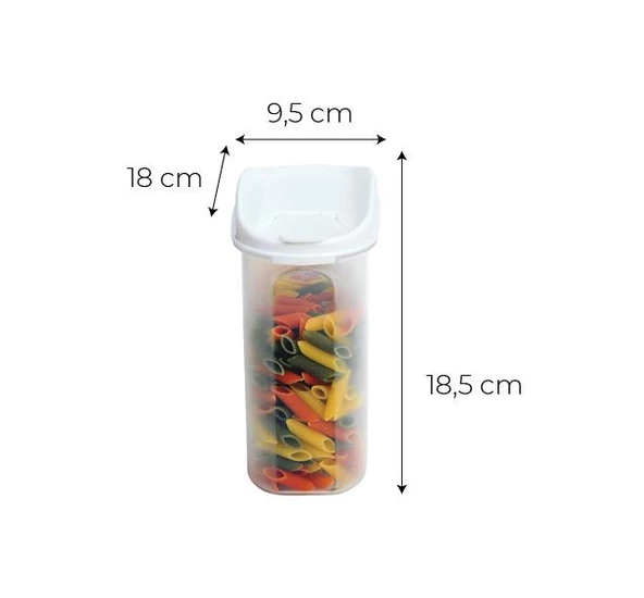 Moonstar Kuru Gıda Bakliyat Saklama Kabı 1,8 LT 6 Lı Set Beyaz-MAS-102 - 3