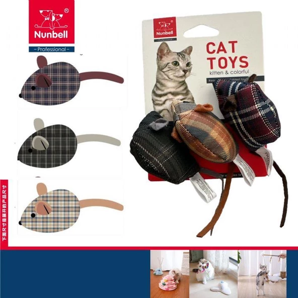 Nunbell İpli Fare Kedi Oyuncağı Üçlü