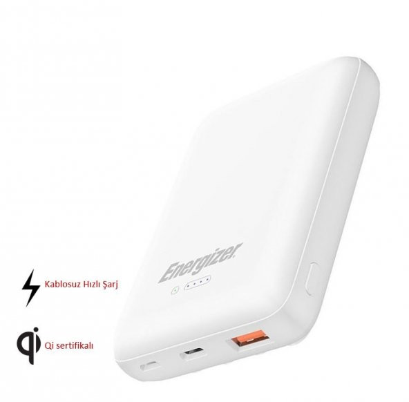 Energizer Ultimate QE10000PQ 10.000mAh Kablosuz Vantuzlu Taşınabilir Hızlı Şarj Cihazı Beyaz