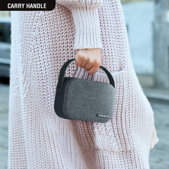 Volkano Fabric Series Kablosuz Bluetooth Hoparlör Koyu Gri VK-3020-GRD - 5