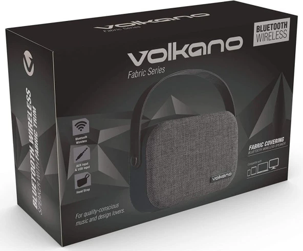 Volkano Fabric Series Kablosuz Bluetooth Hoparlör Koyu Gri VK-3020-GRD - 6