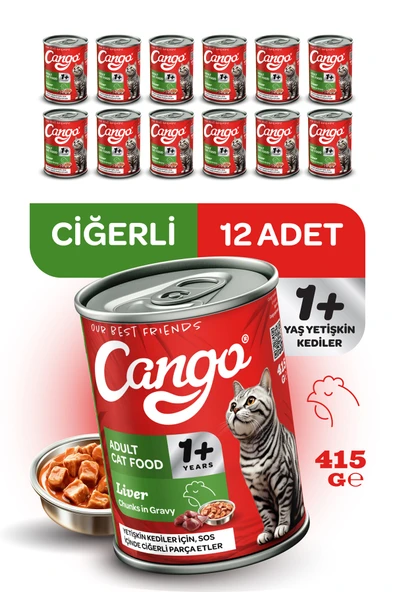 Cango Yetişkin Yaş Kedi Maması Ciğerli 415Gr 12Li - 2