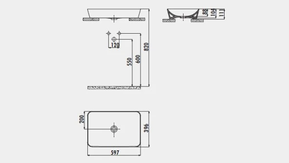 Creavit UL060 60 Cm Ultra Lavabo Dikdörtgen Çanak Tipi Beyaz - 2