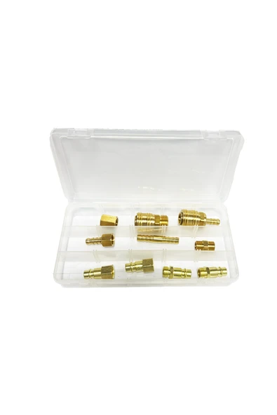 İşkur Makina Kompresör Bağlantı Ucu 10 Adet Hortum Jakı Tak Çıkar Caplin Seti - Resim 2