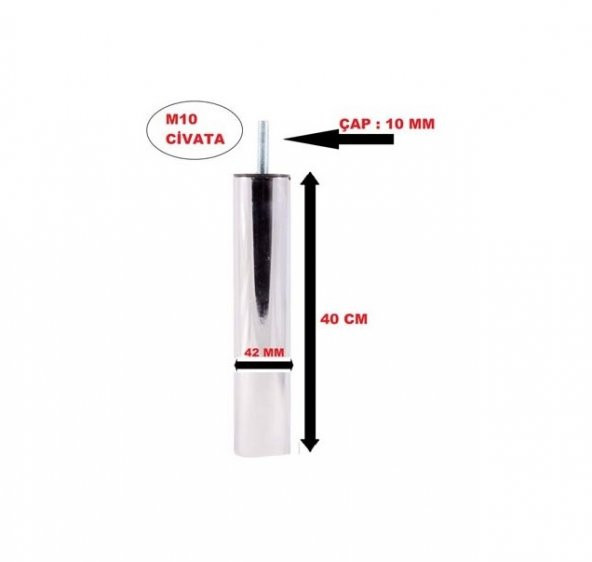 4 ADET  40 CM 42 LİK ARA RAF AYAĞI  - BAĞLANTI AYAĞI -METAL AYAK-BAZA KANEPE KOLTUK YÜKSELTME AYAĞI - 2