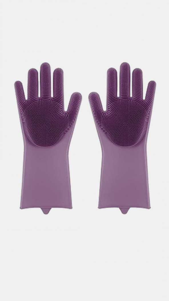 Kapris Silikon Bulaşık Temizlik Eldiveni Mürdüm - 2