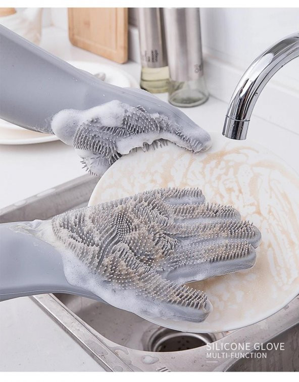 Kapris Silikon Bulaşık Temizlik Eldiveni Mürdüm - 6