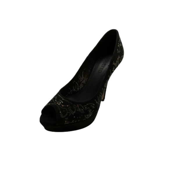 Burnu açık savarowski taşlı platform topuklu Süet Bayan ayakkabı - 2