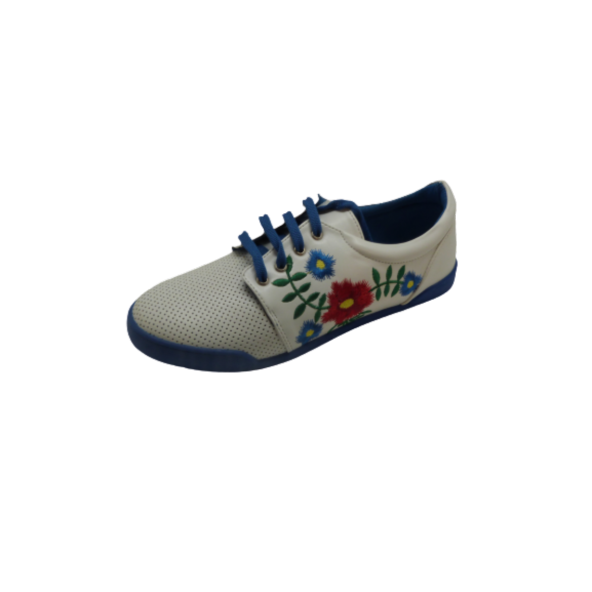 Snicker ayakkabı düz tabanlı kapalı çiçek desenli PU Bayan ayakkabı